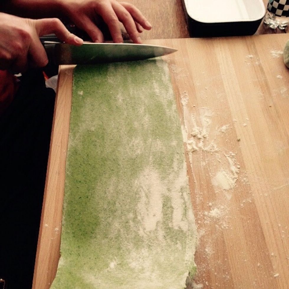 Roll the pasta to 1mm thick sheets (I like it fairly thick in this recipe, you can do thinner if you want)