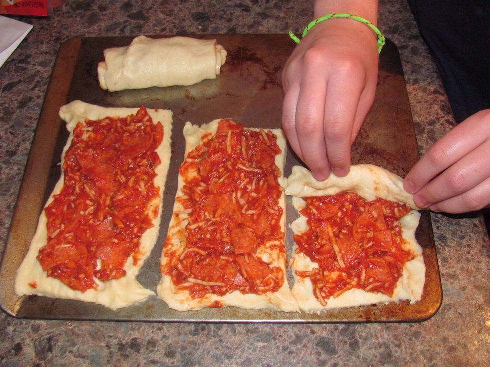 Roll the rectangles up short end to short end