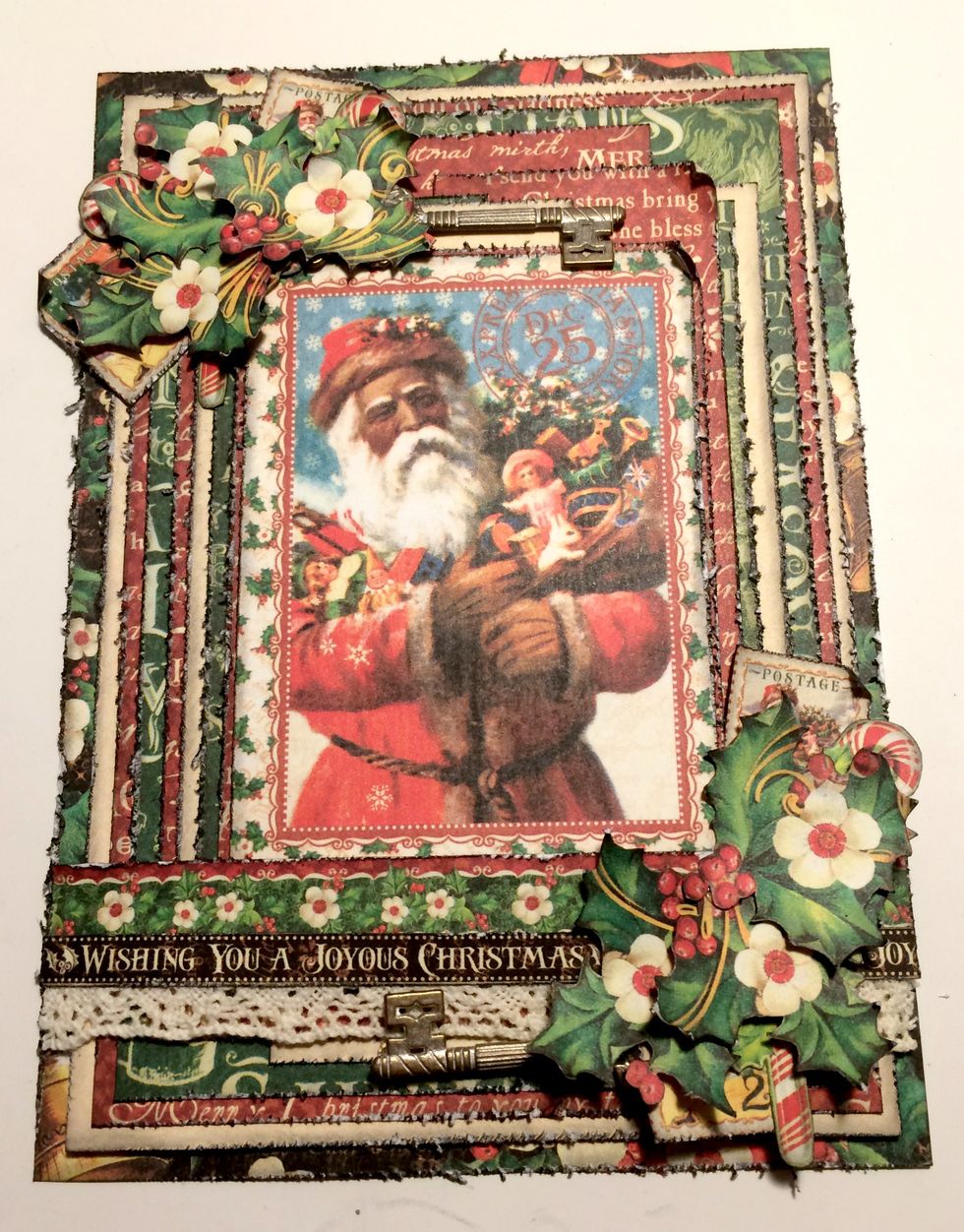 Roll the top right hand corner down on the St.Nicholas card.
