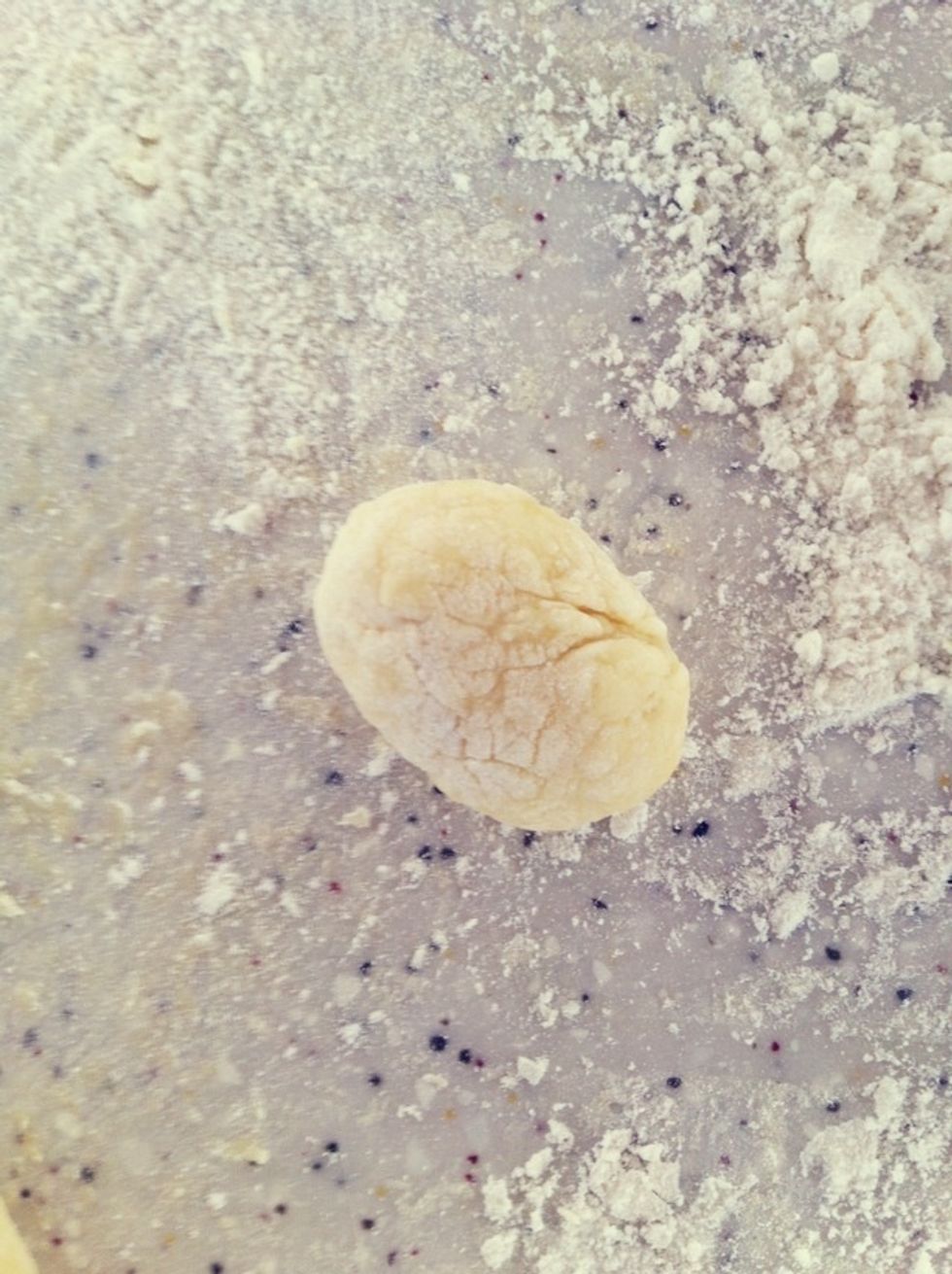 Roll them into little oval ball.