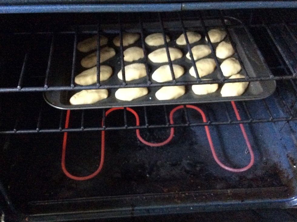 Roll them out into crescents and then put them in the oven.