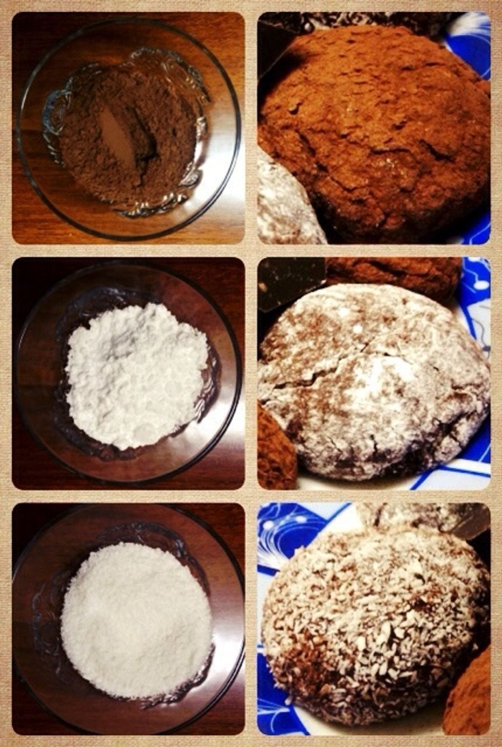 Roll truffle using your hand and make a ball. Put the balls in the Cocoa powder, Sugar powder or Grated coconut.