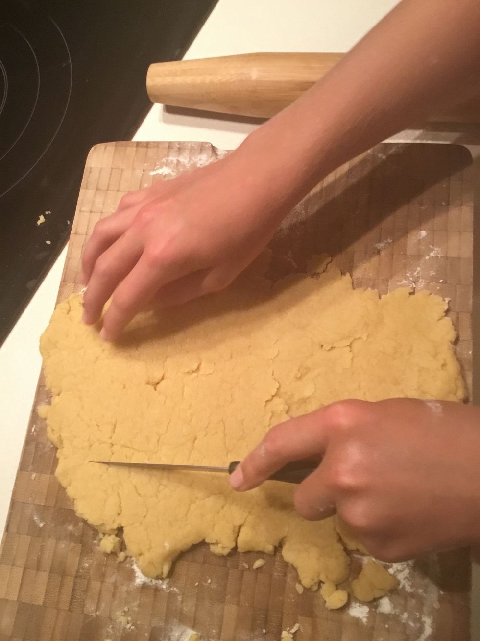 Roll until the dough is flat