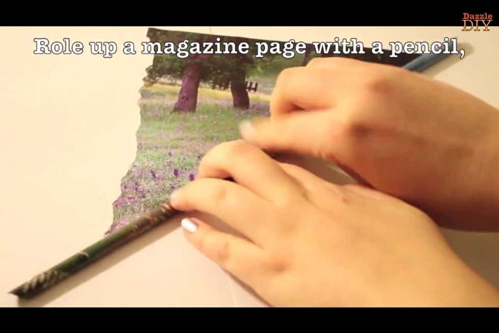 Roll up a magazine page with a pencil