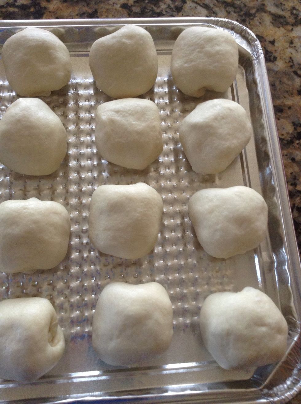 Roll up all dough and place back on sheet leaving enough room to raise while baking