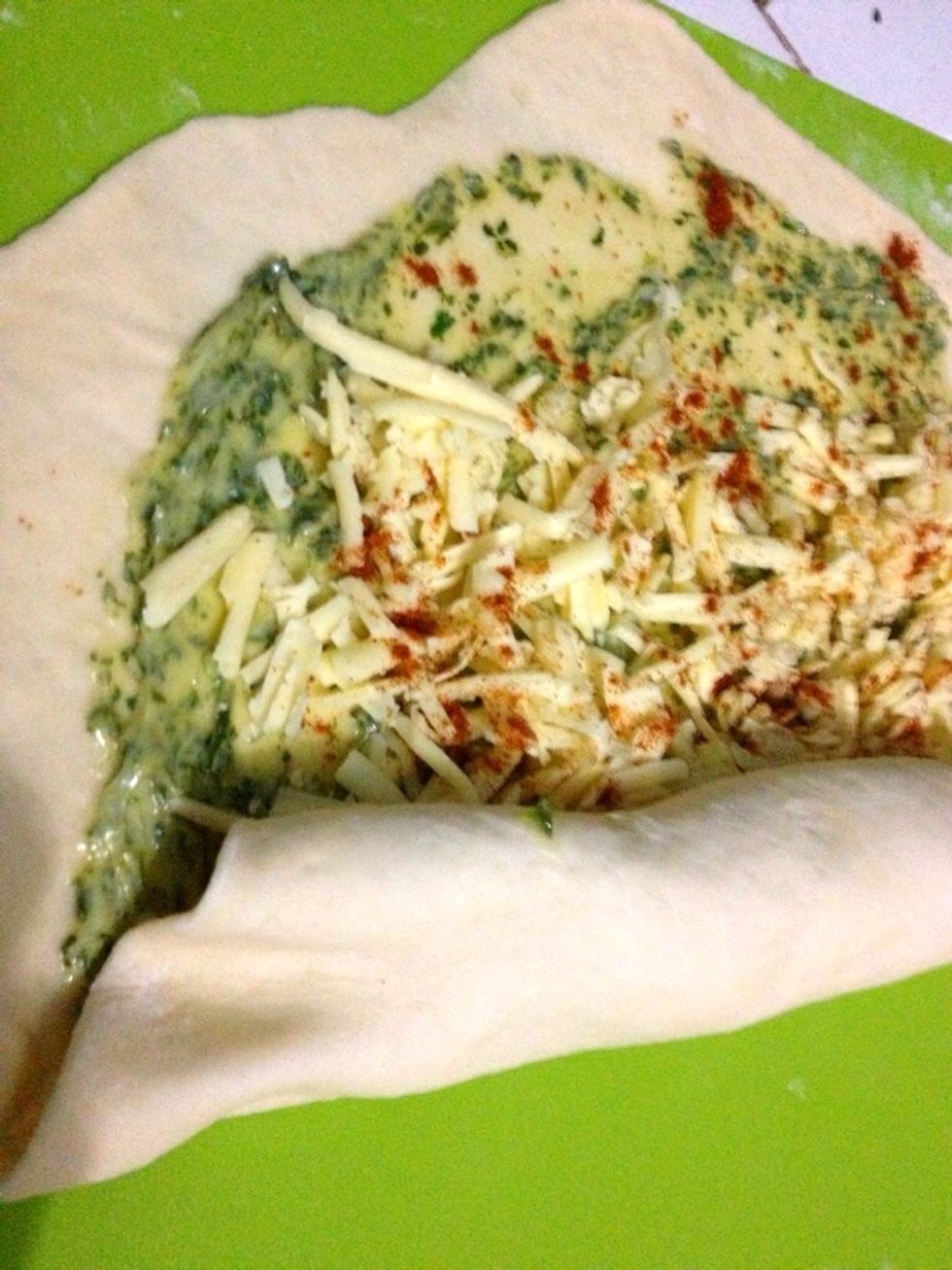 Roll up dough and pinch seam to seal