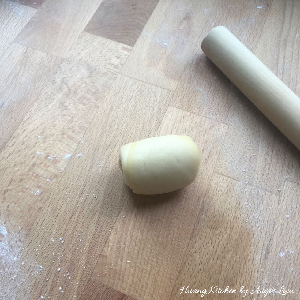 Roll up like a swiss roll again. Repeat for the rest of the combined dough.