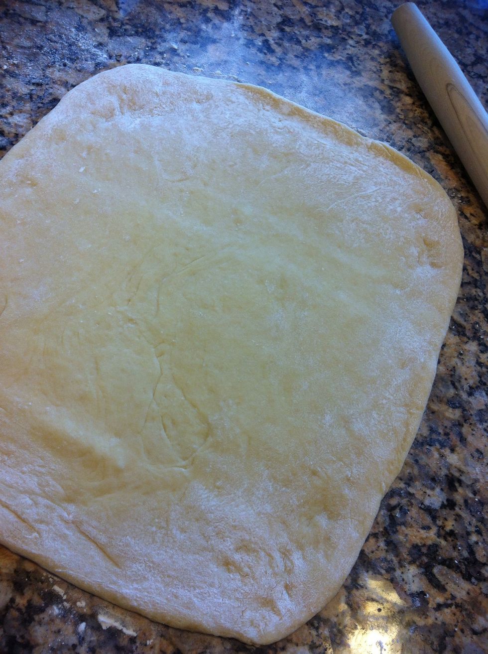 Roll your dough to about 1/2 inch thickness into a rectangle shape