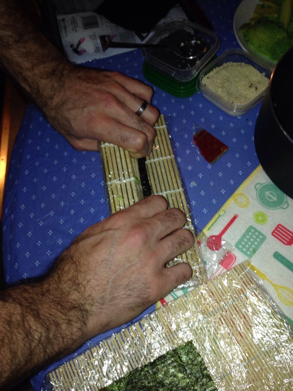 Rolling is the key step. Don't use too much force or you crush it. Make sure you keep everything inside the roll.