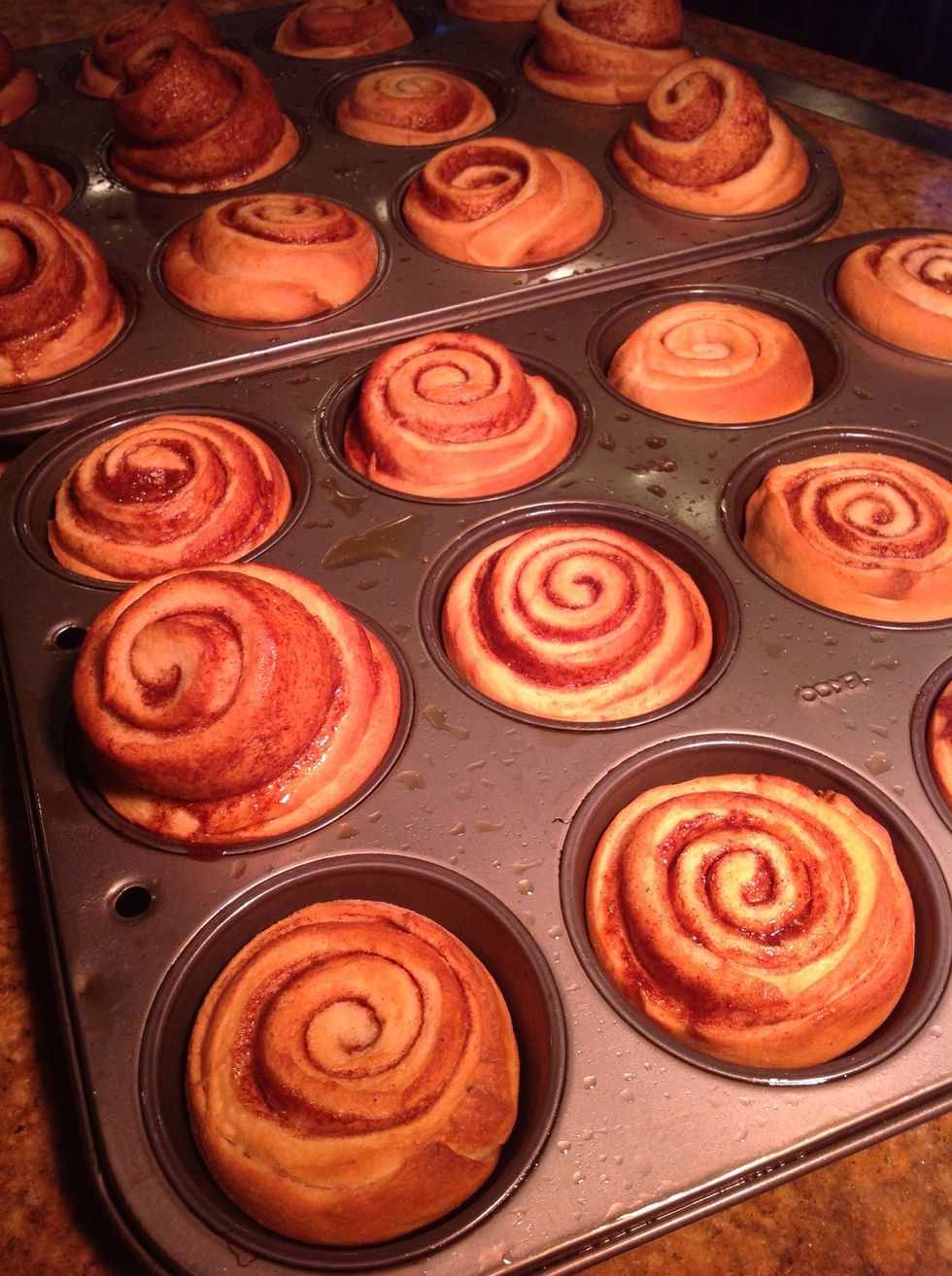 Rolls will need to be placed back in oven as soon as it is preheated to 375F (190C) or they will collapse.