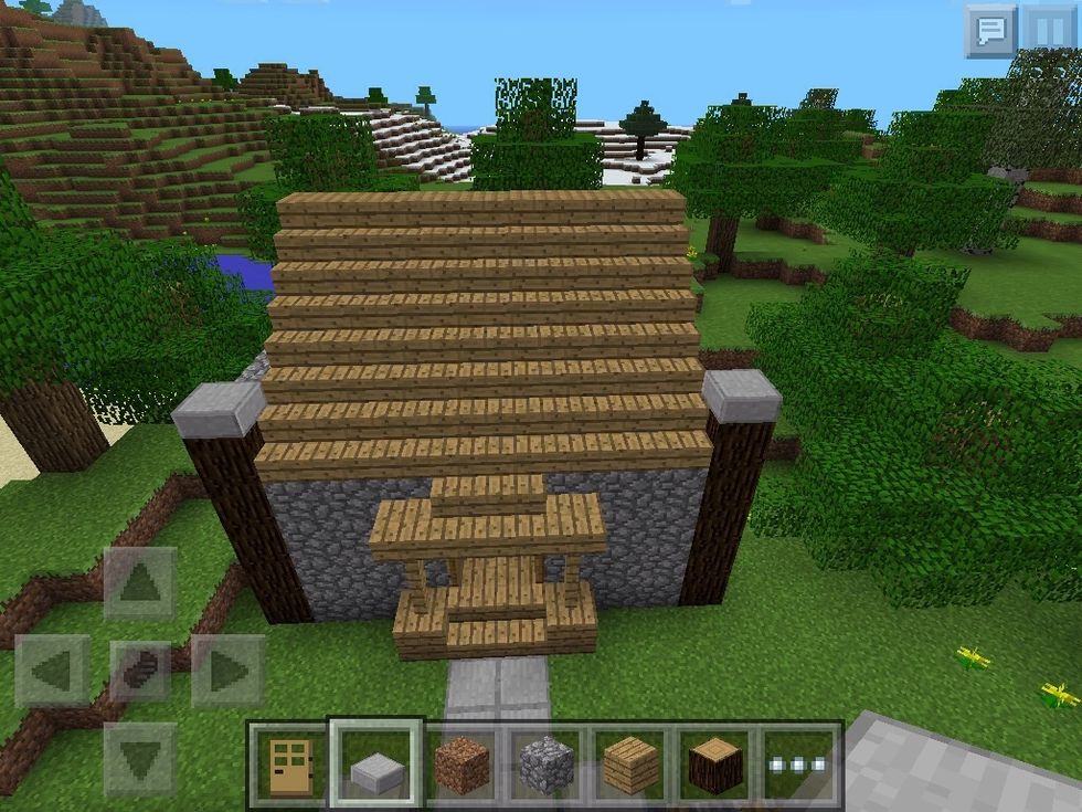 Roof Is four stairs add small slabs on top of the wood