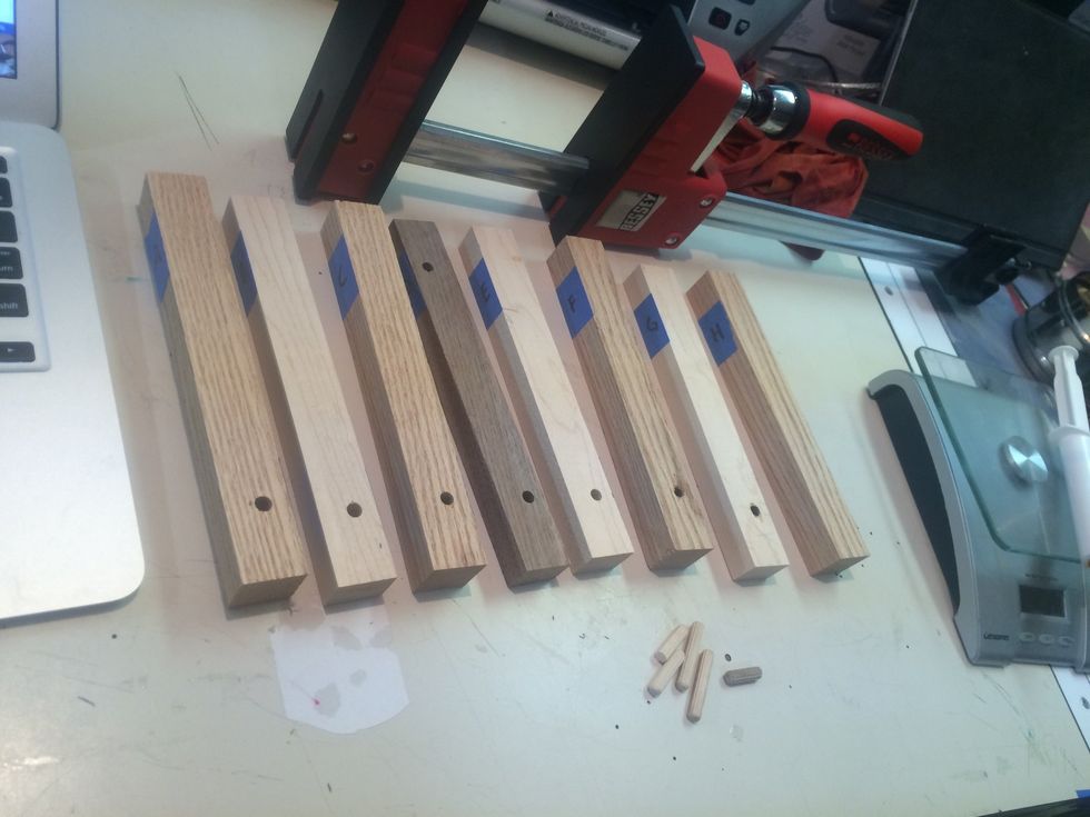 Rotate pieces of wood 90 degrees to the left (counter clockwise)