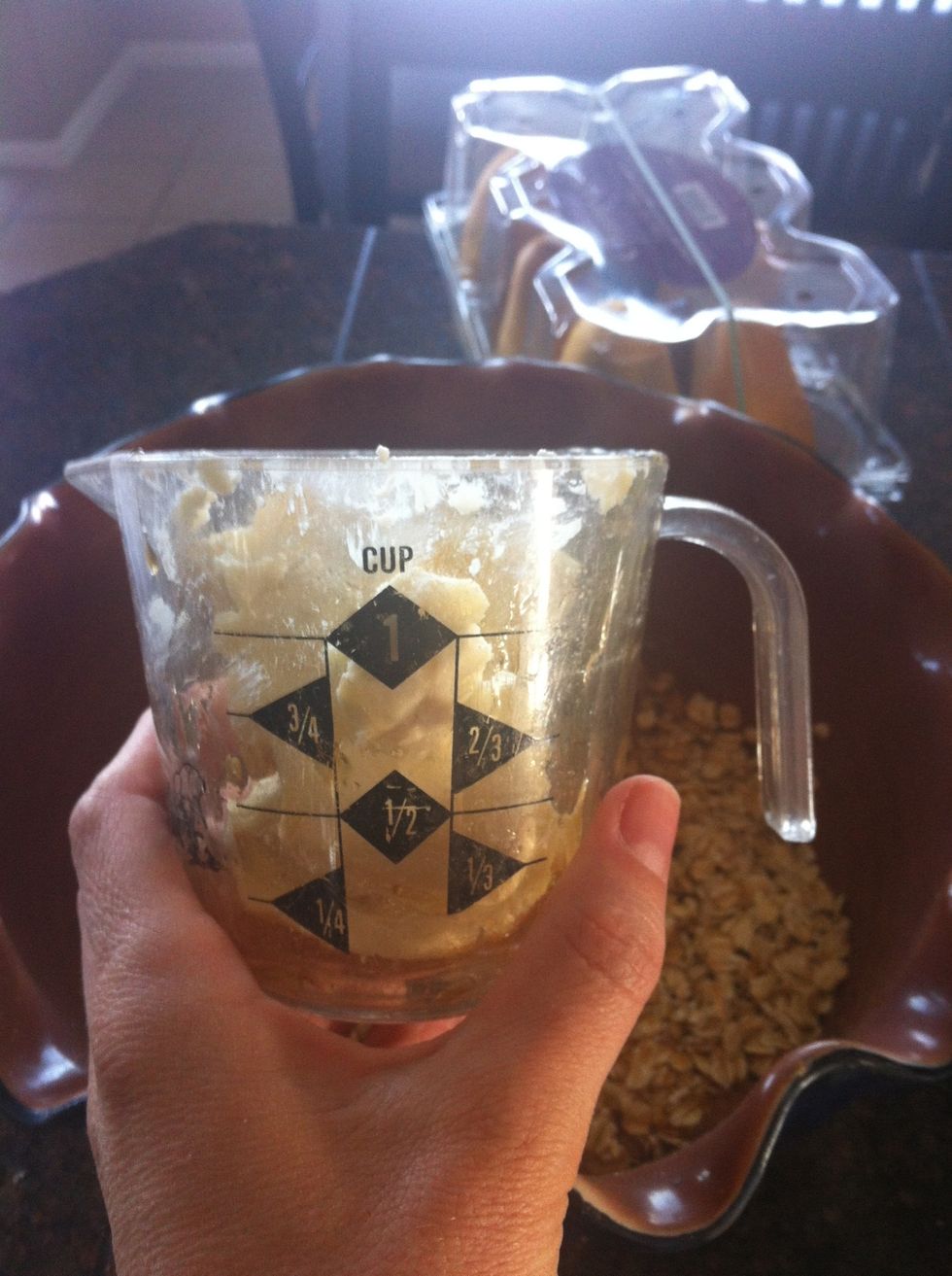 Roughly a cup of Smart Balance which I used instead of butter.