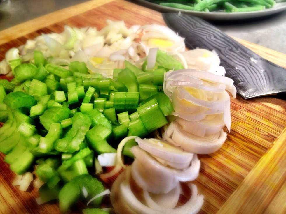 Roughly chop all the fresh veggies