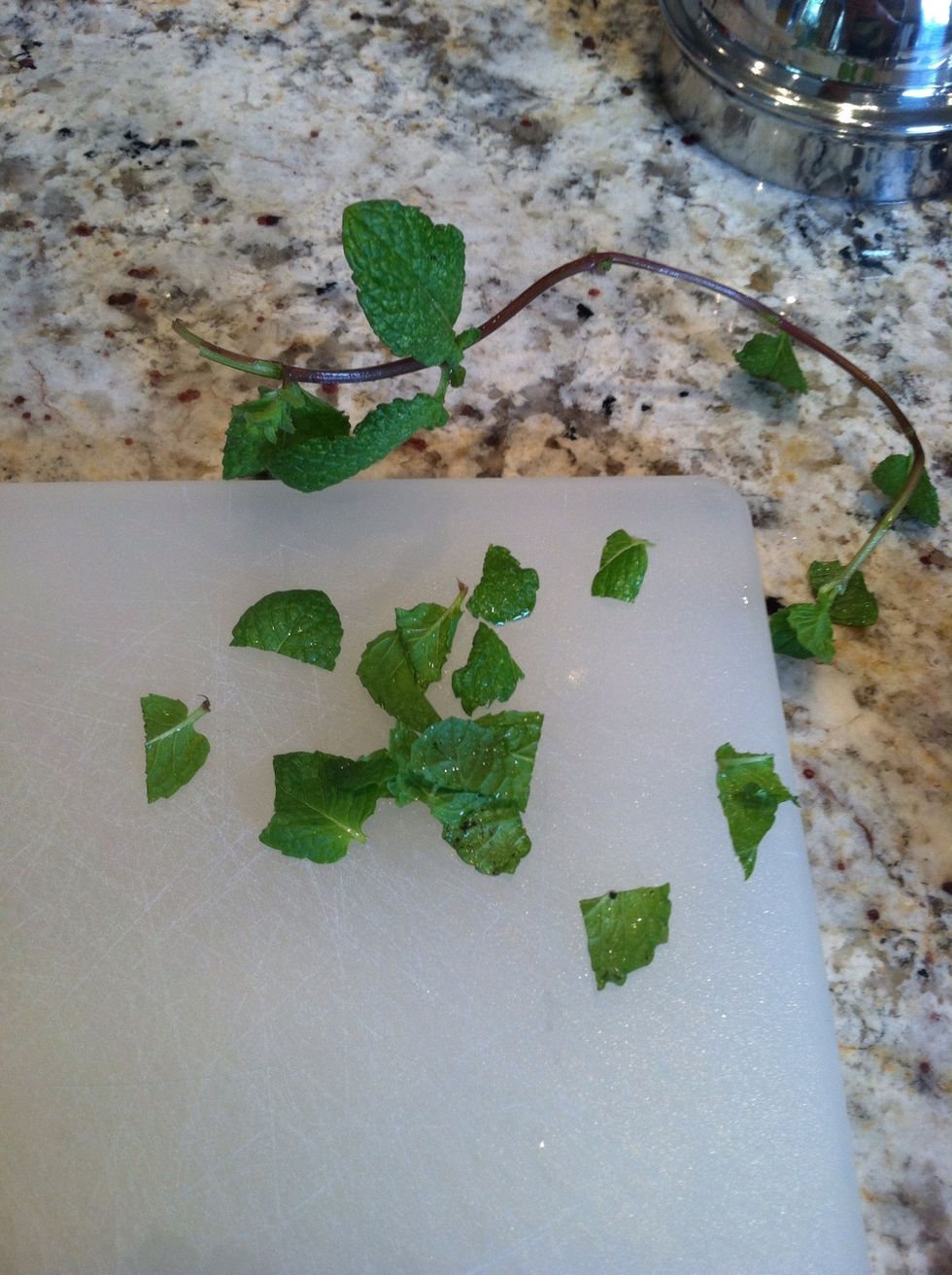 Roughly chop the mint leaves to mix in the shakers for added flavor. Not too fine- so they don't come out of the holes in the shaker