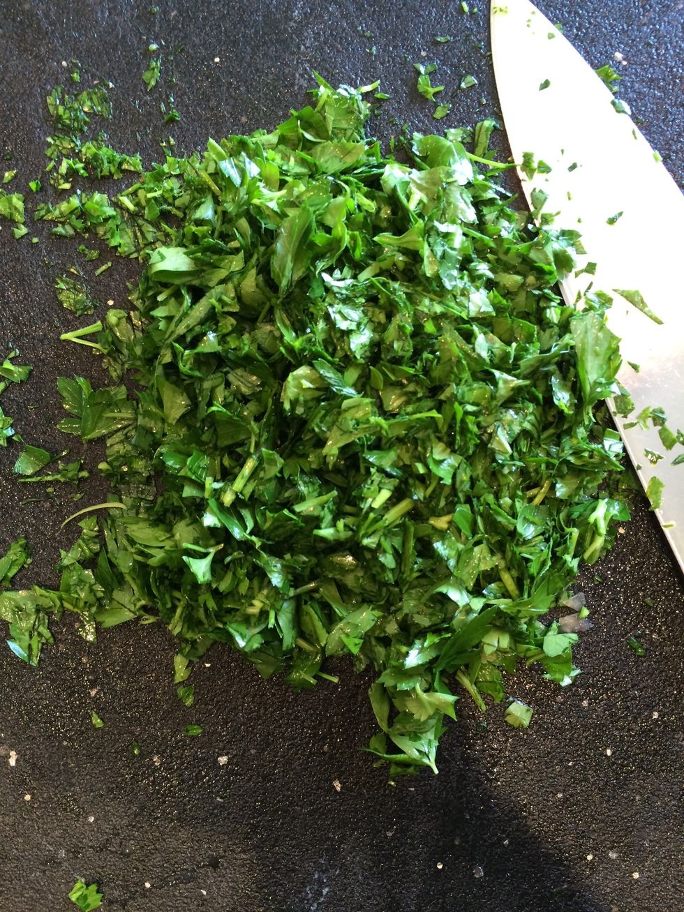 Roughly chop the parsley.