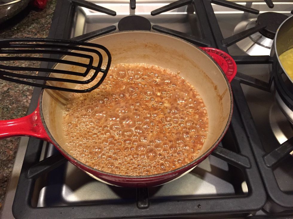 Roux with chopped onion cooking