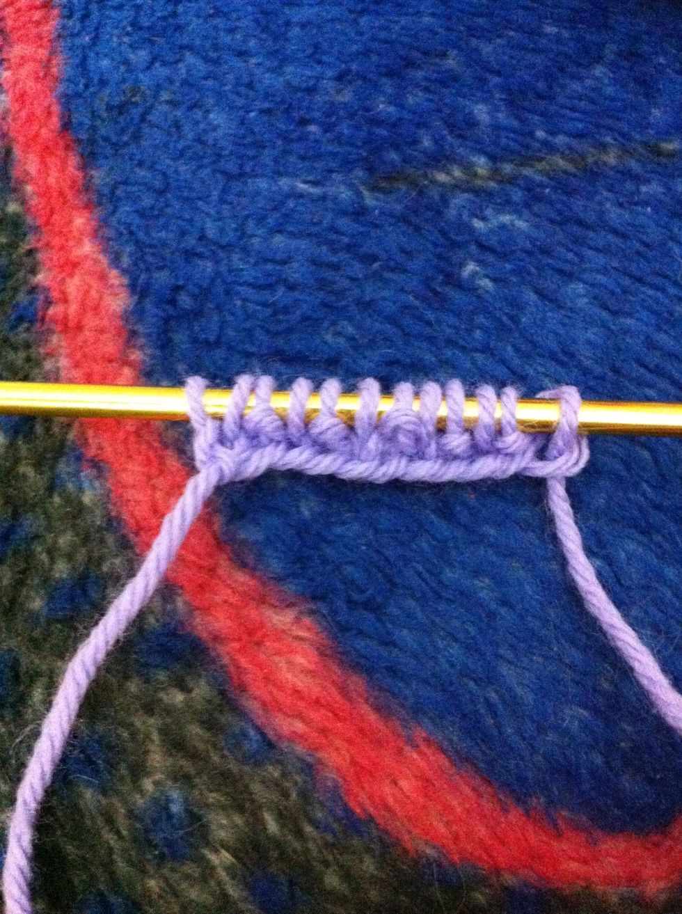 Row 1: k1,p1; rep to end of row