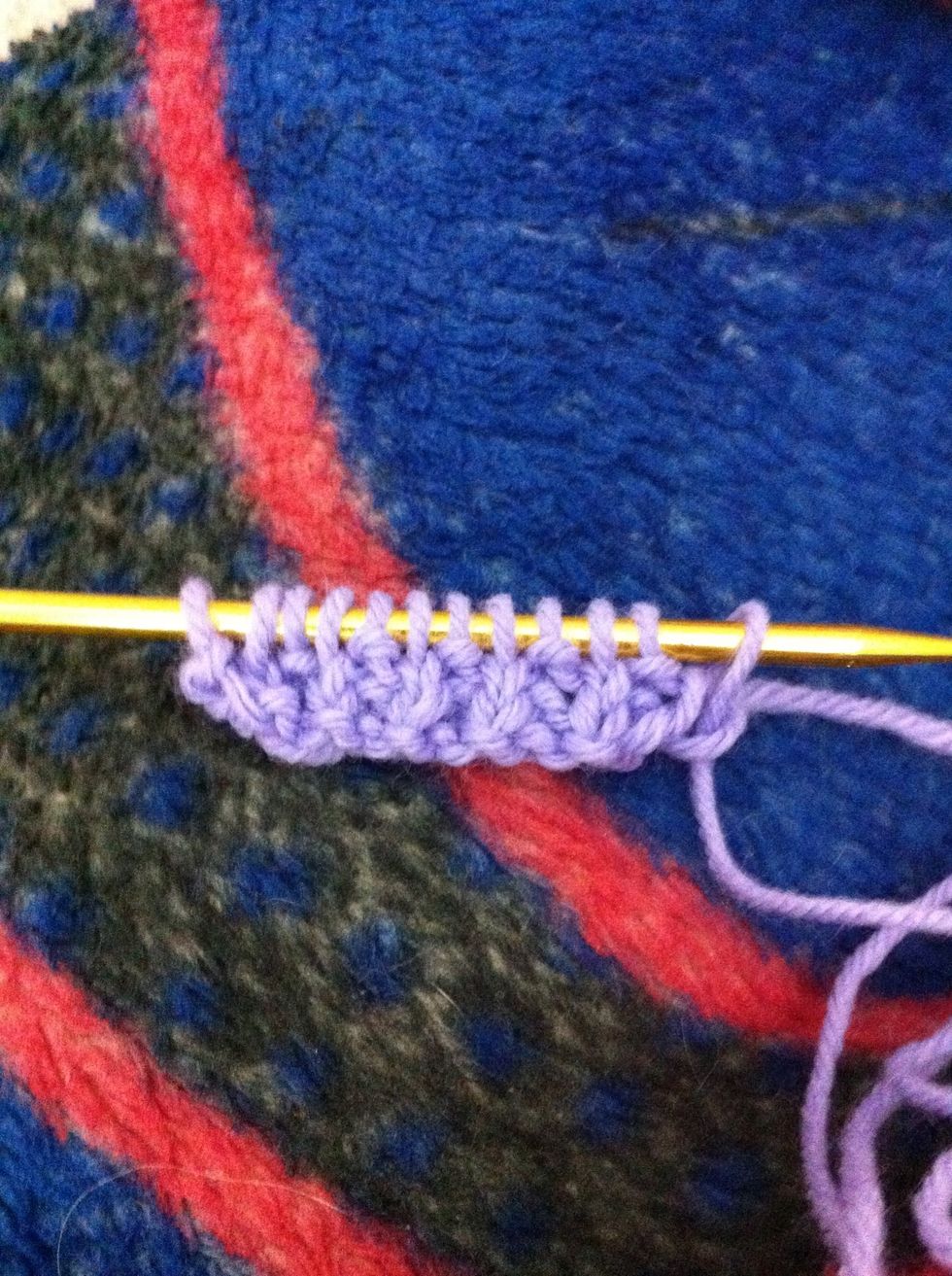 Row 2: k1, p1; rep to end of row