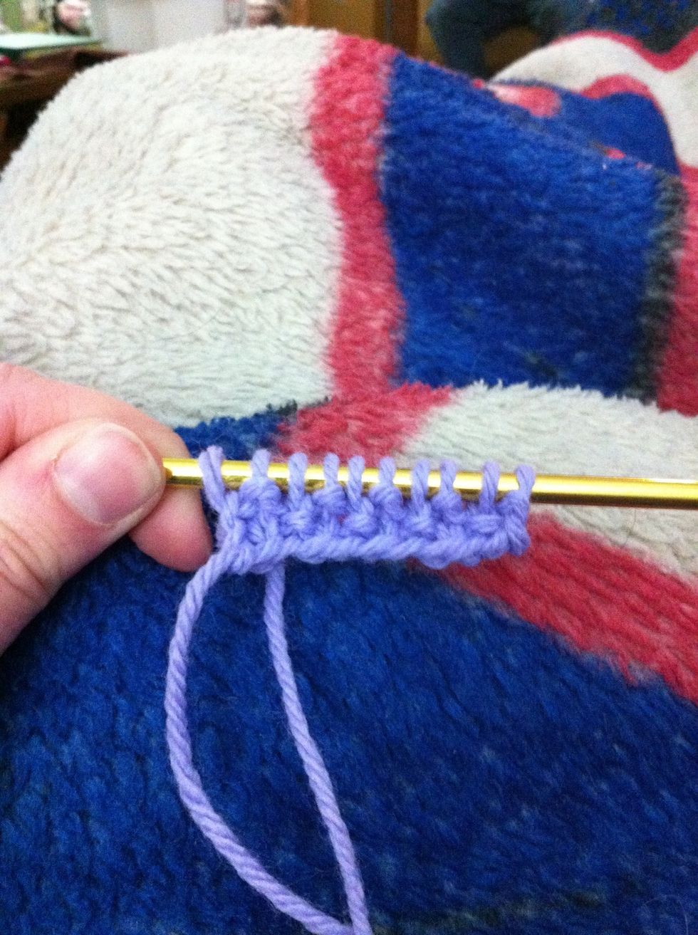 Row 2: p1, k1, p1, k1, p1, k1, p1, k1, p1, k1