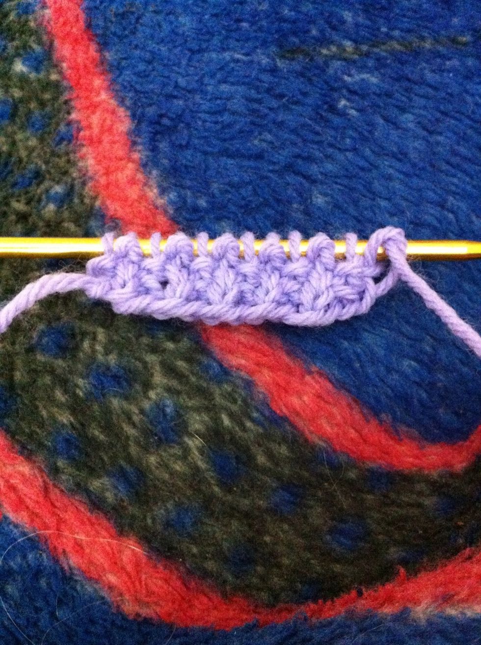 Row 3: p1, k1; rep to end of row