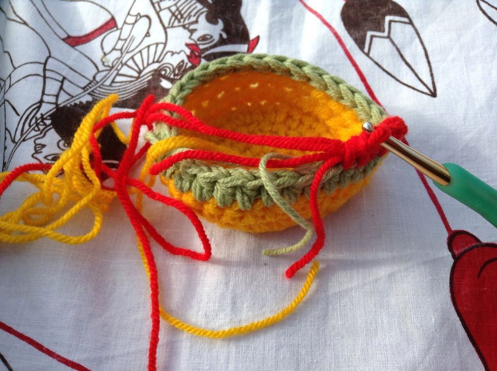 Row 6 - Chain 1, 1 hdc in same st and in each st to the end. You can again crochet over the yarn tails to makes things easier for you. I sure did. \ud83d\ude09