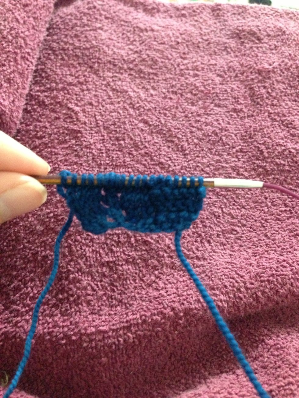 Row 7: k4, p3, k4, yo, k1, yo, k5