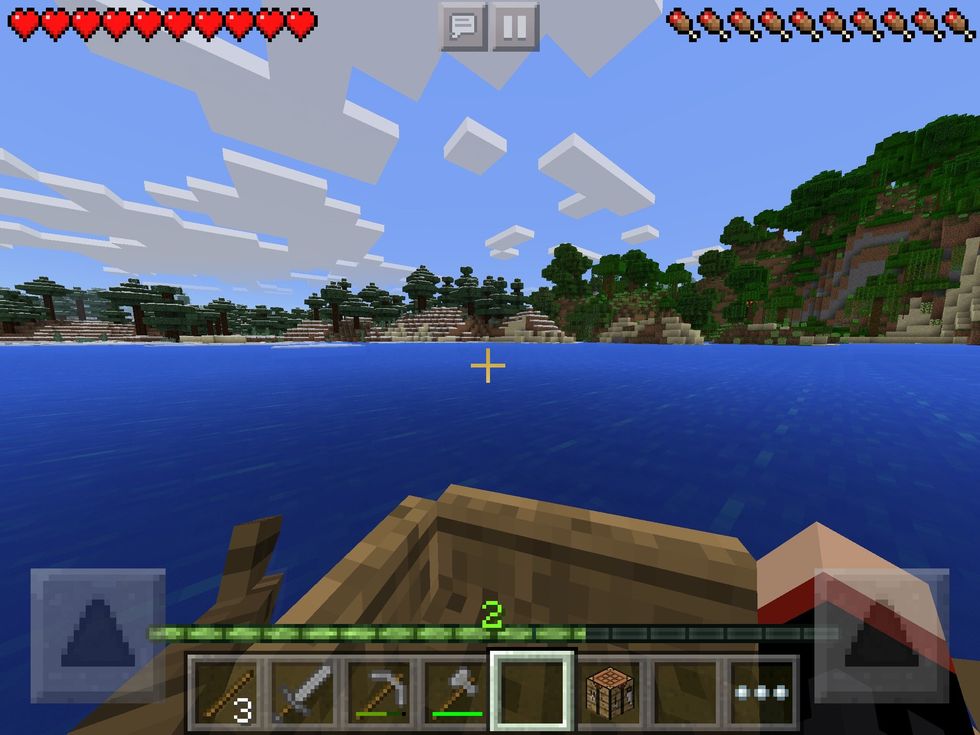 Row over to an island you want to build your house on.