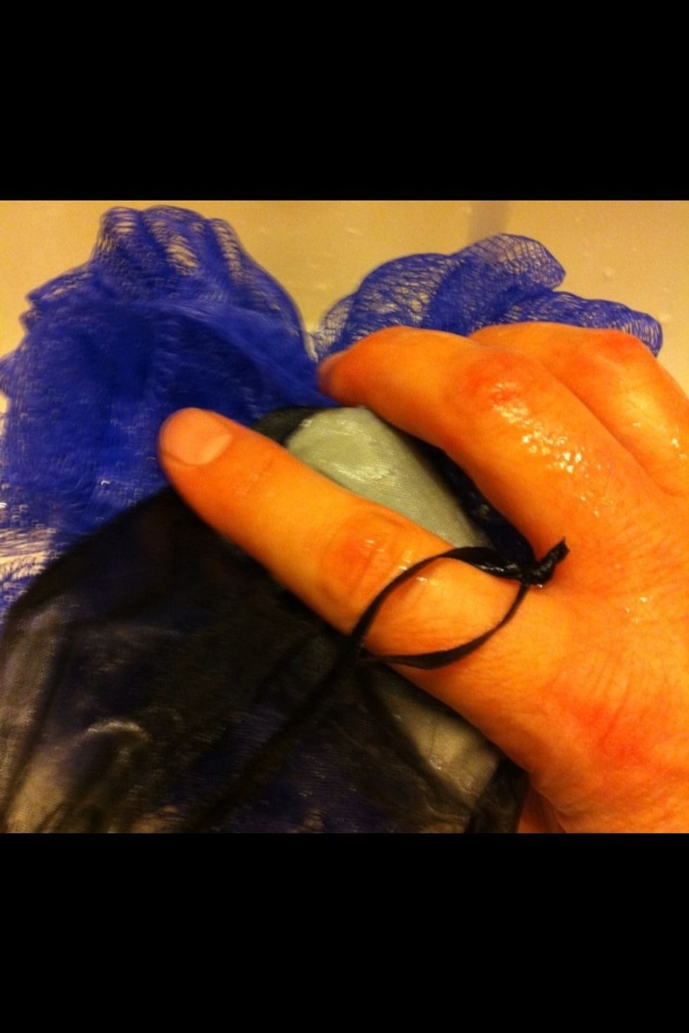 Rub across Bathing Scrunchie.