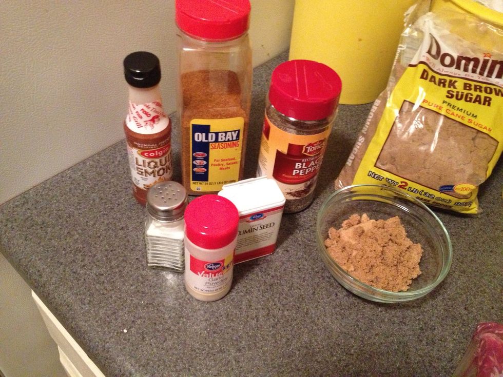 Rub all spices on both sides and add liquid smoke