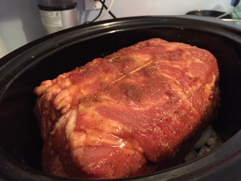 Rub it on the meat, and put er in the crockpot!