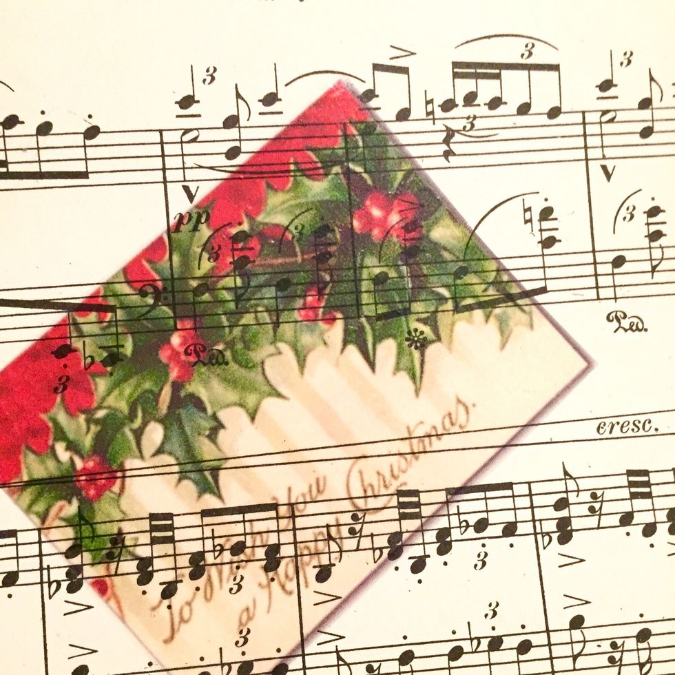 rub on applied, you can see the music peeking through the image...