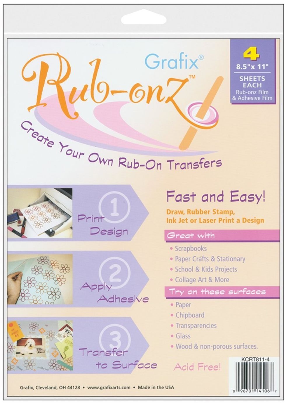 Rub-onz by Grafix can be used to make your own custom rub-ons quickly and easily.