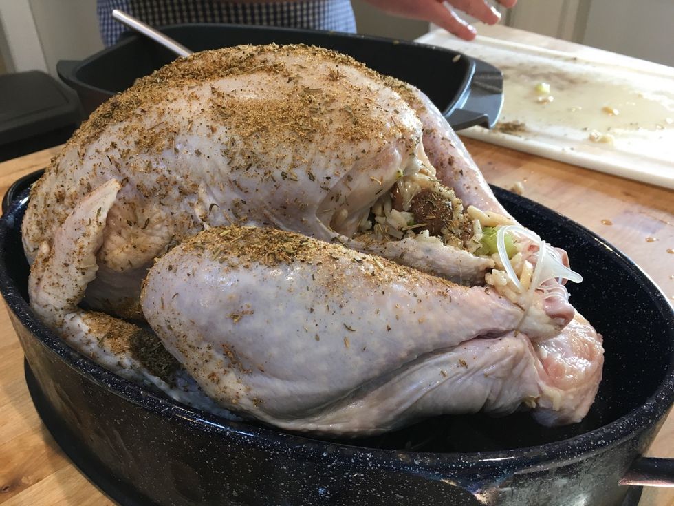 Rub poultry seasoning over the turkey