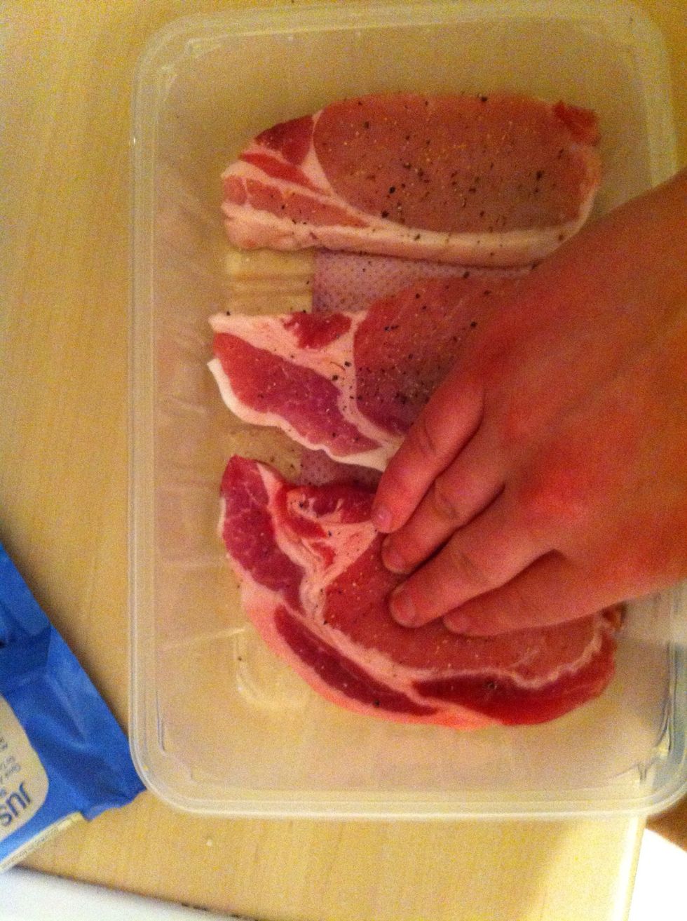 Rub seasoning into your chops, this helps with the flavour
