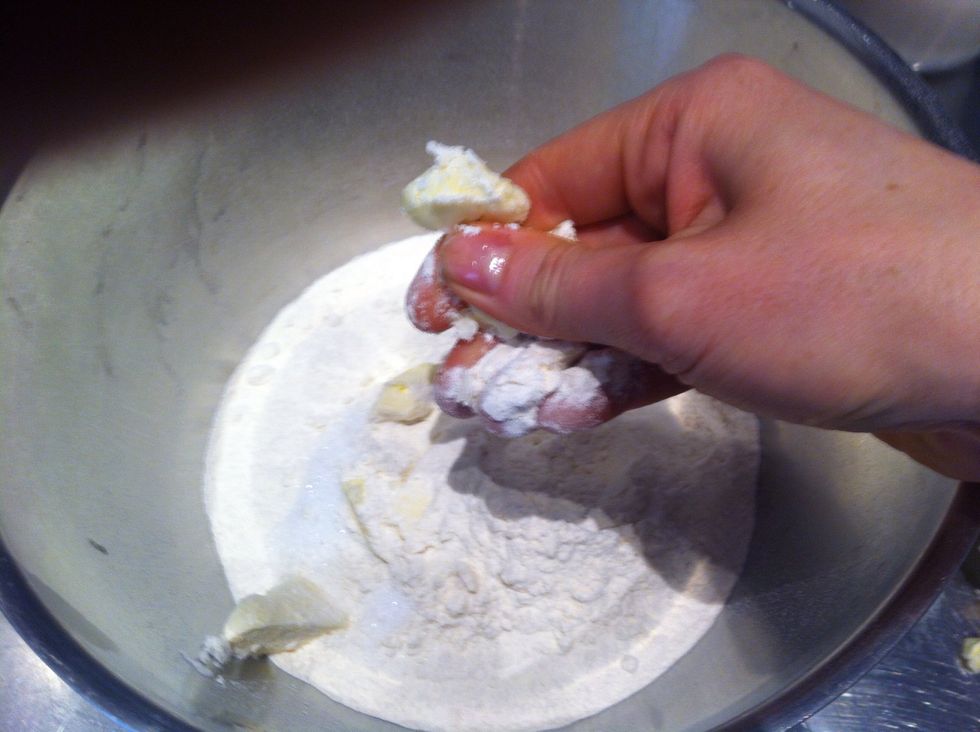 Rub the butter into the flour.