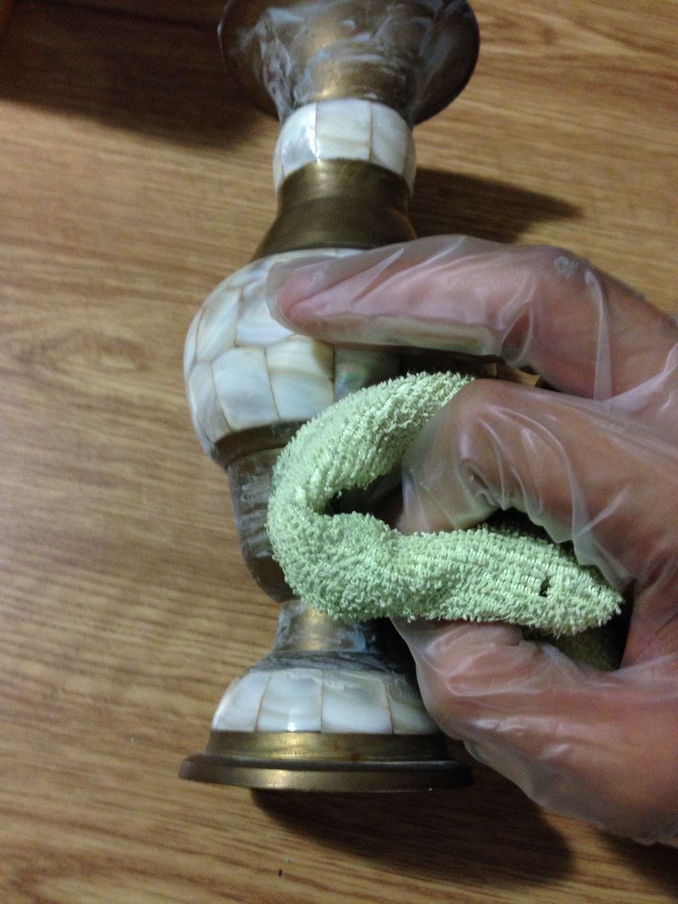 Rub the cloth until you get all the dried paste off.