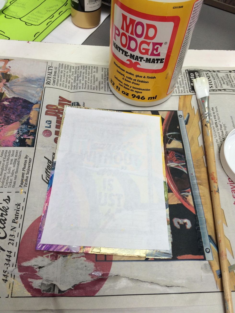 Rub with fingers to ensure the paper is adheared well and there are NO air bubbles! RUB, RUB, RUB! Allow to dry thoroughly.