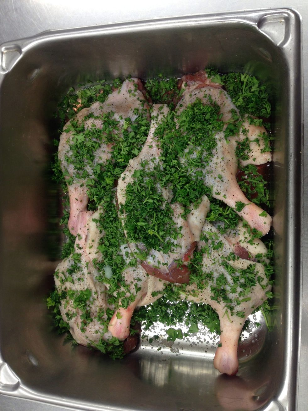 Rub with salt, pepper and parsley, then place in refrigerator for 24 hours