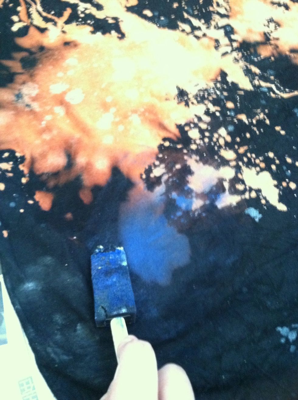 Rub with sponge! Make sure the blue is completely blurred.