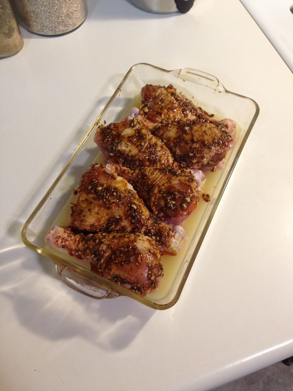 Rubbing complete. This is what mine looked like right before I put it in the oven.