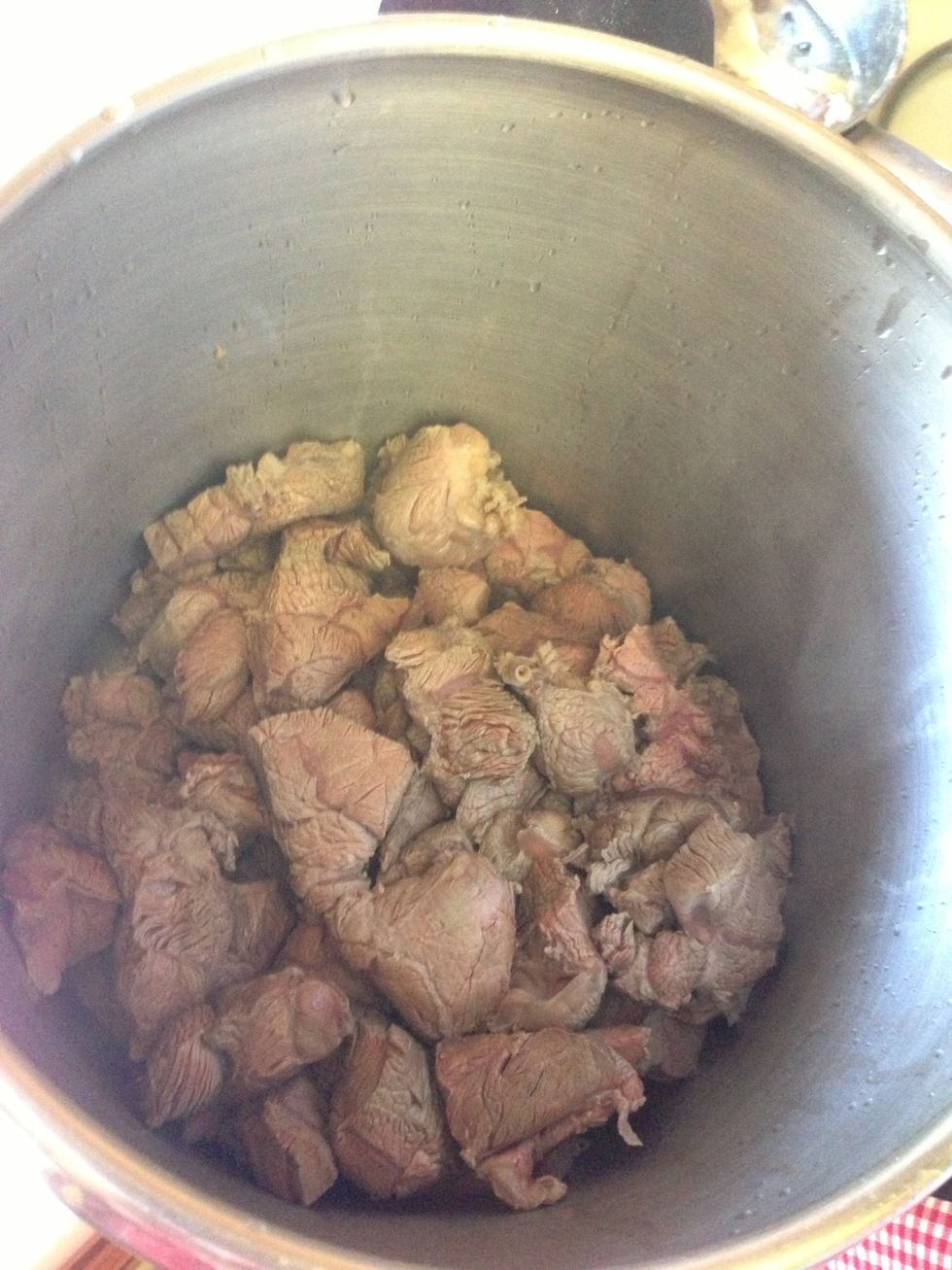 Run beef through boiled water for 2 mins to get rid of the blood