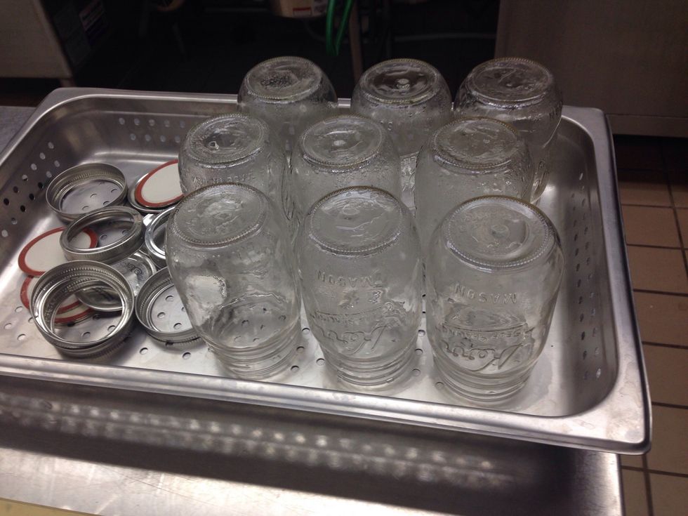 Run canning jars through dishwasher to clean.