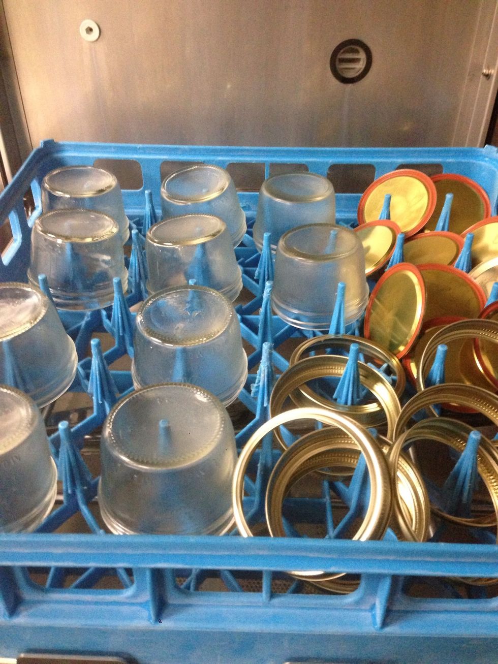 Run mason jars through the dishwasher to clean.
