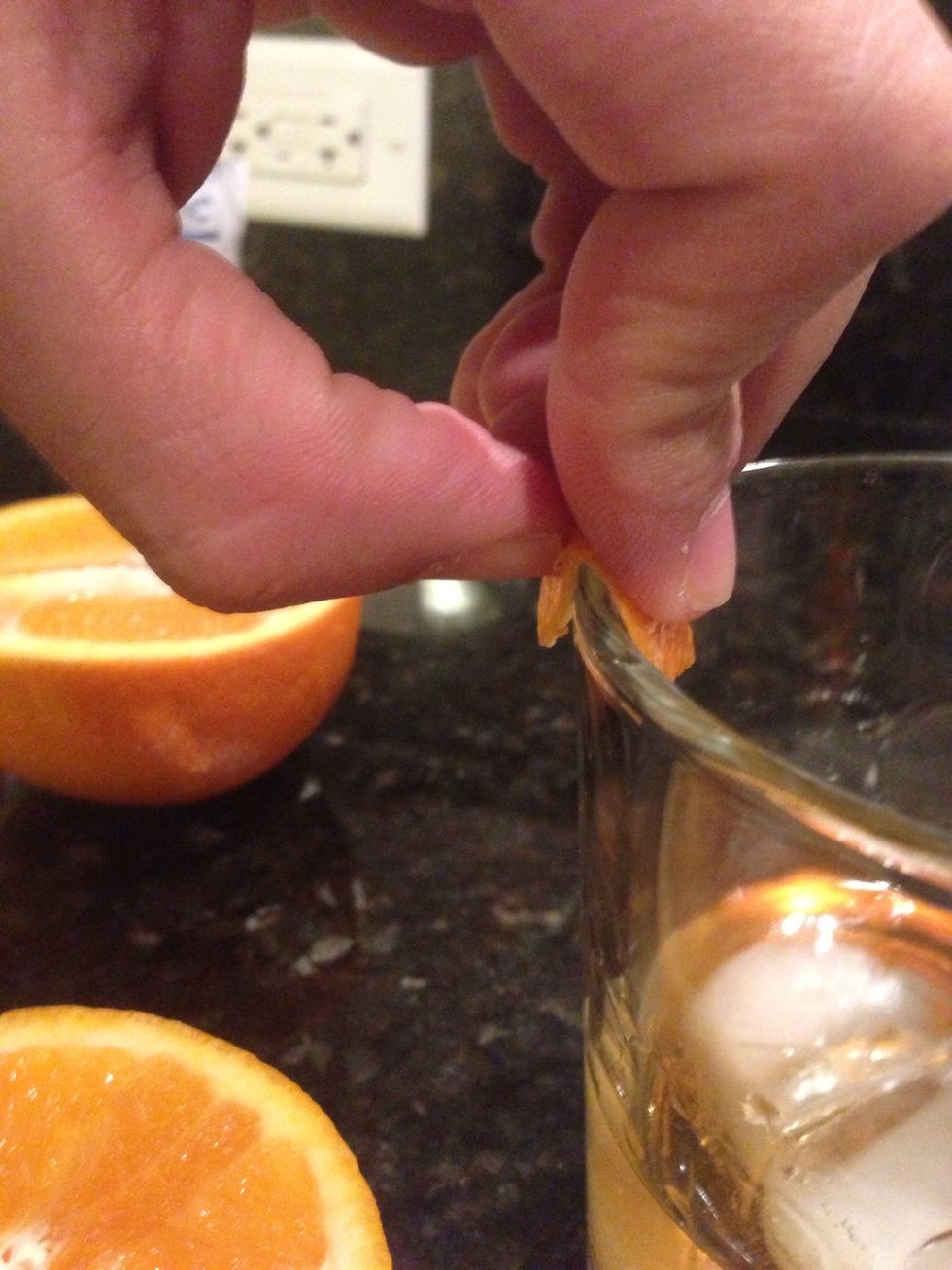 Run the peel along the edge of the glass and smear those essential oils on the rim
