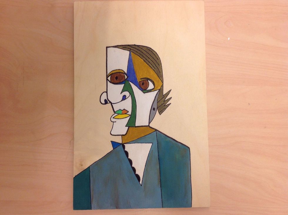 S\u00e5h\u00e4r blev den! Kolla skjortan... D\u00e4r har jag blandat lite olika f\u00e4rger.