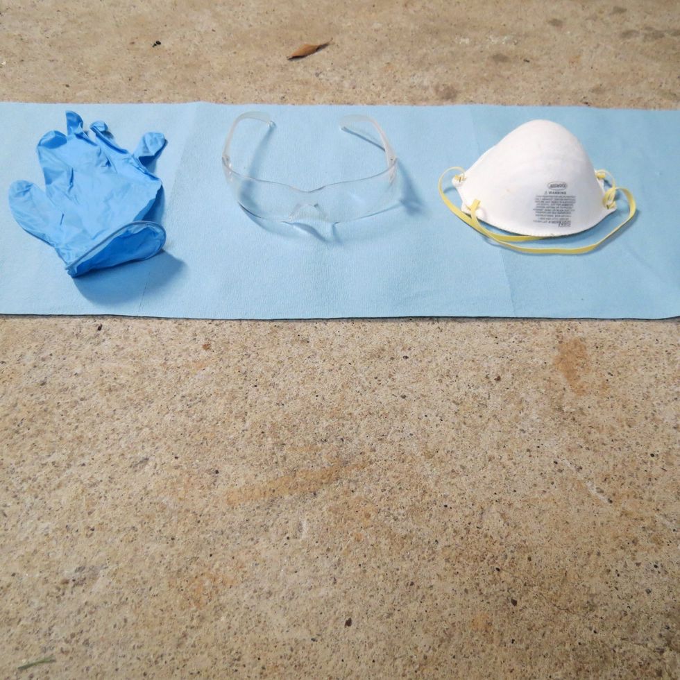 Safety first. Nitrile gloves (for gluing steps). Safety glasses. Dust mask. Paper towels come in handy also.