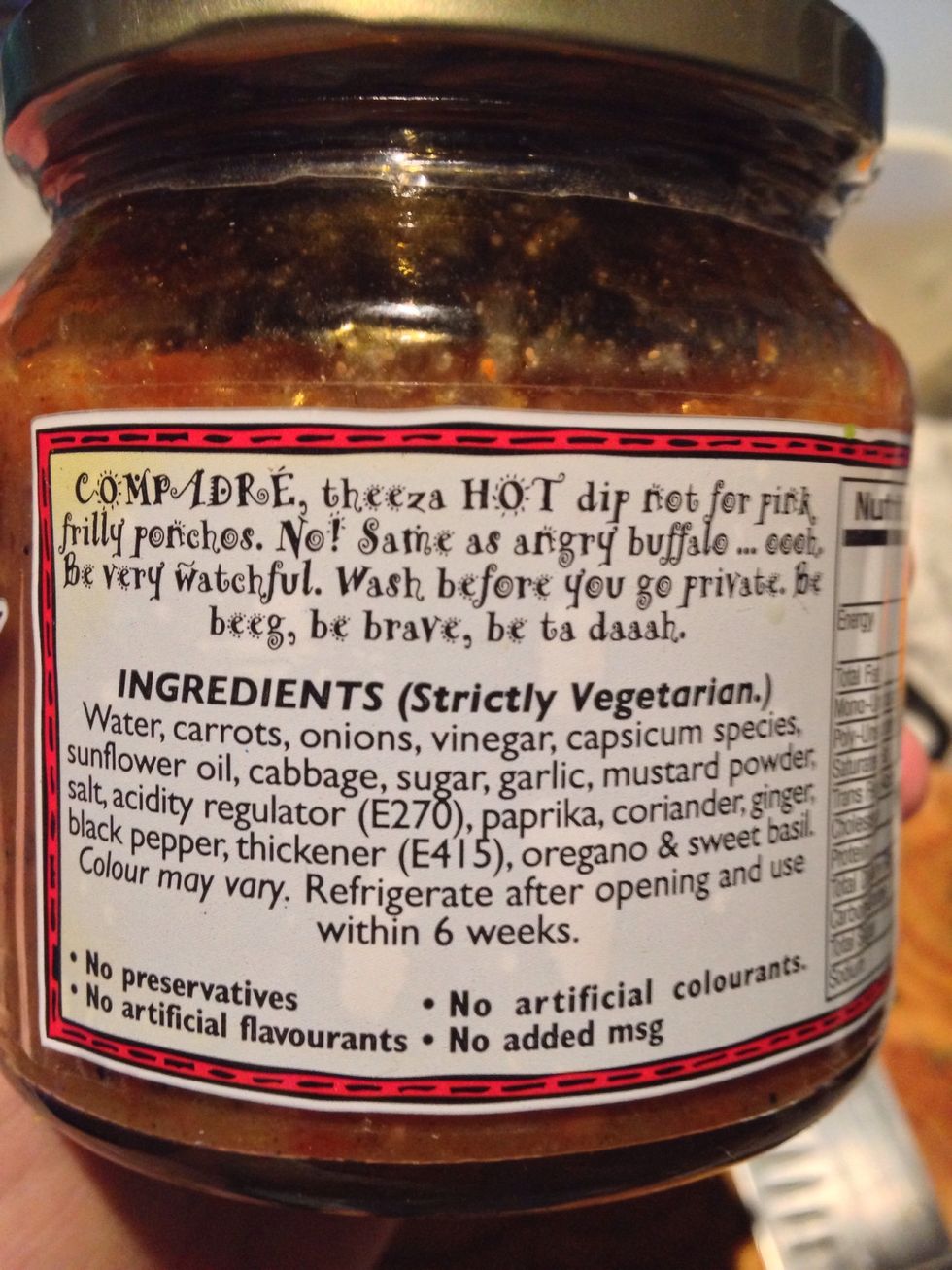 Salsa my father in law brought back from a music festival. I added some to the fish cake mix