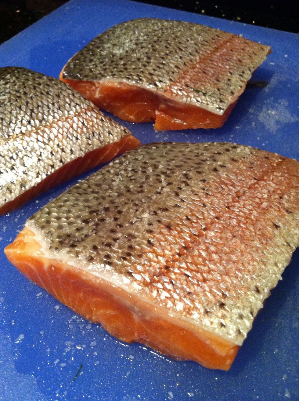 Salt both sides of salmon