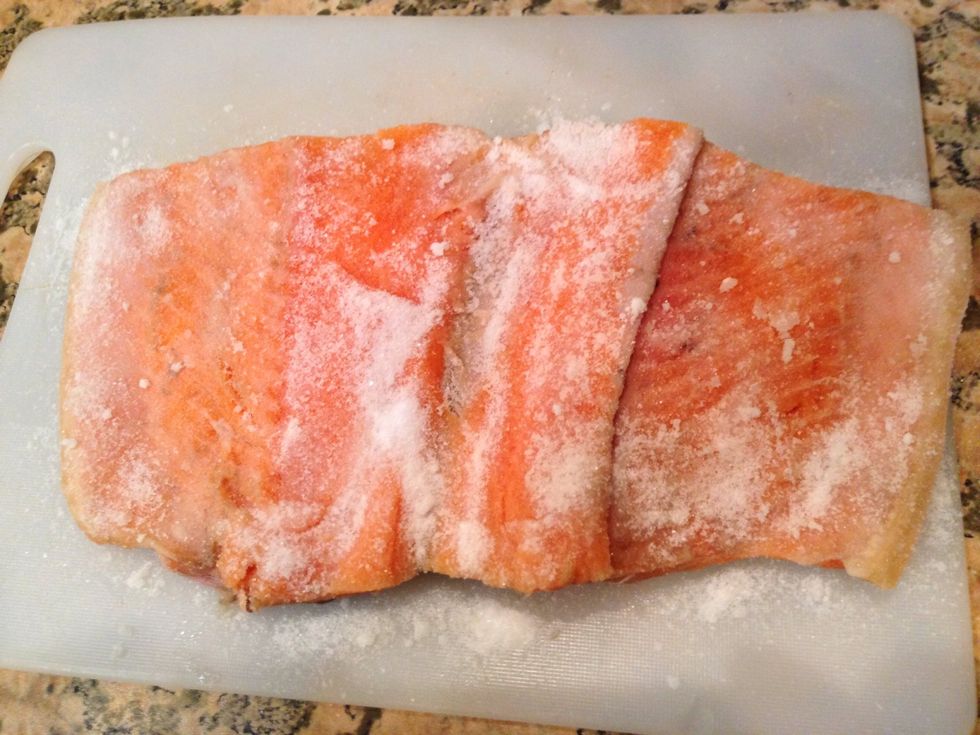 Salt both sides of the fish with this mixture. Note that the layer of the mixture should be quite thick